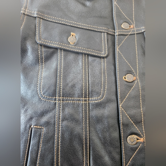 Men Brown Leather Motorcycle Jacket - Picture 7 of 7